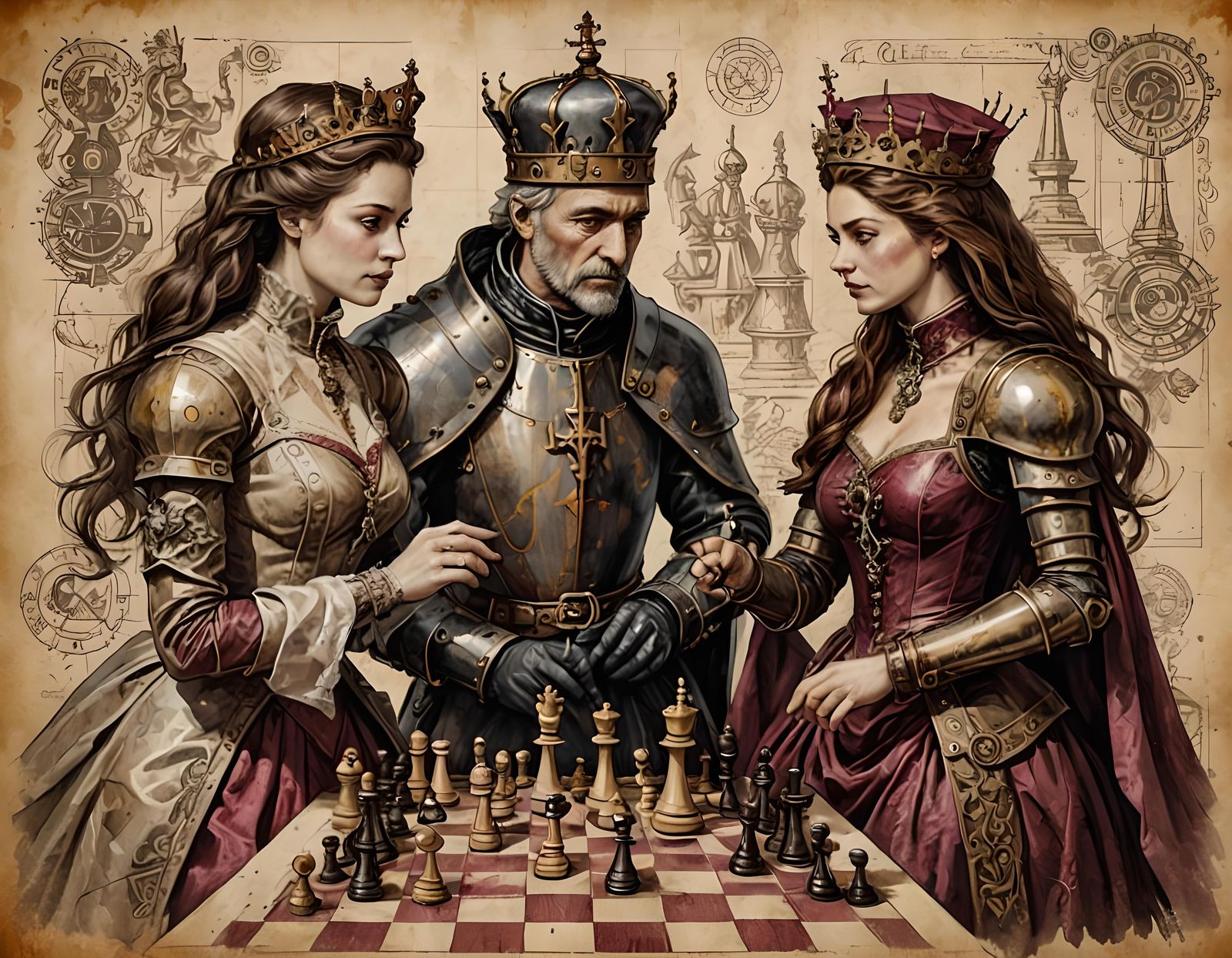 Bishop arbitrating between two Queens