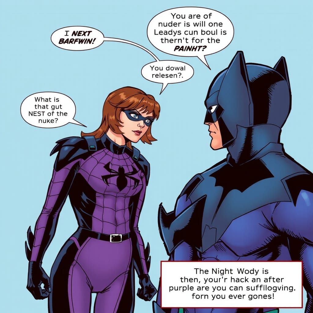 Superhero Comic Book Panel of Spider-Woman and Nightwing