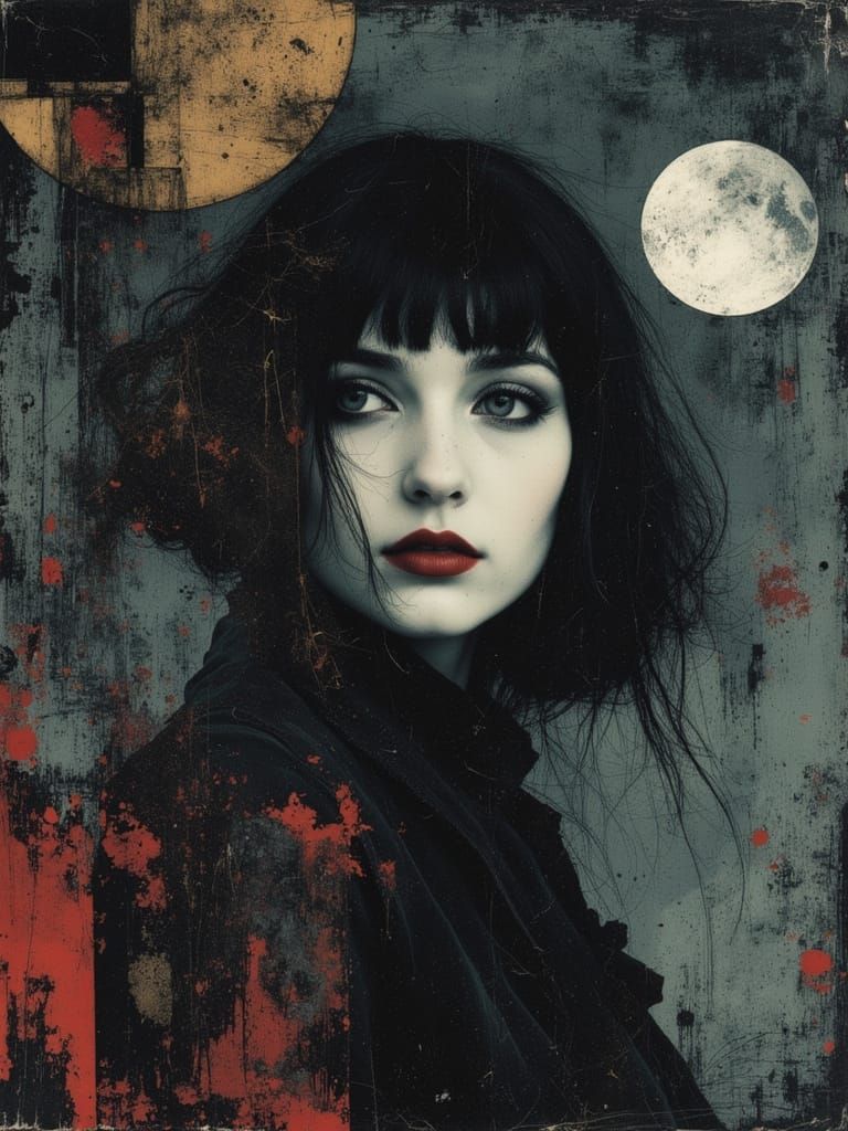 Surreal Moonlit Gothic Woman Portrait