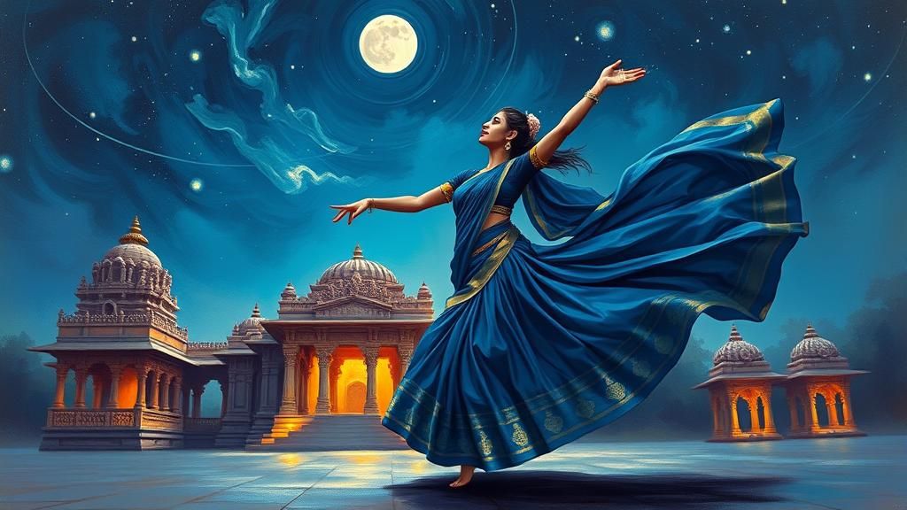 Celestial Dancer at Konark Temple in Impressionist Style