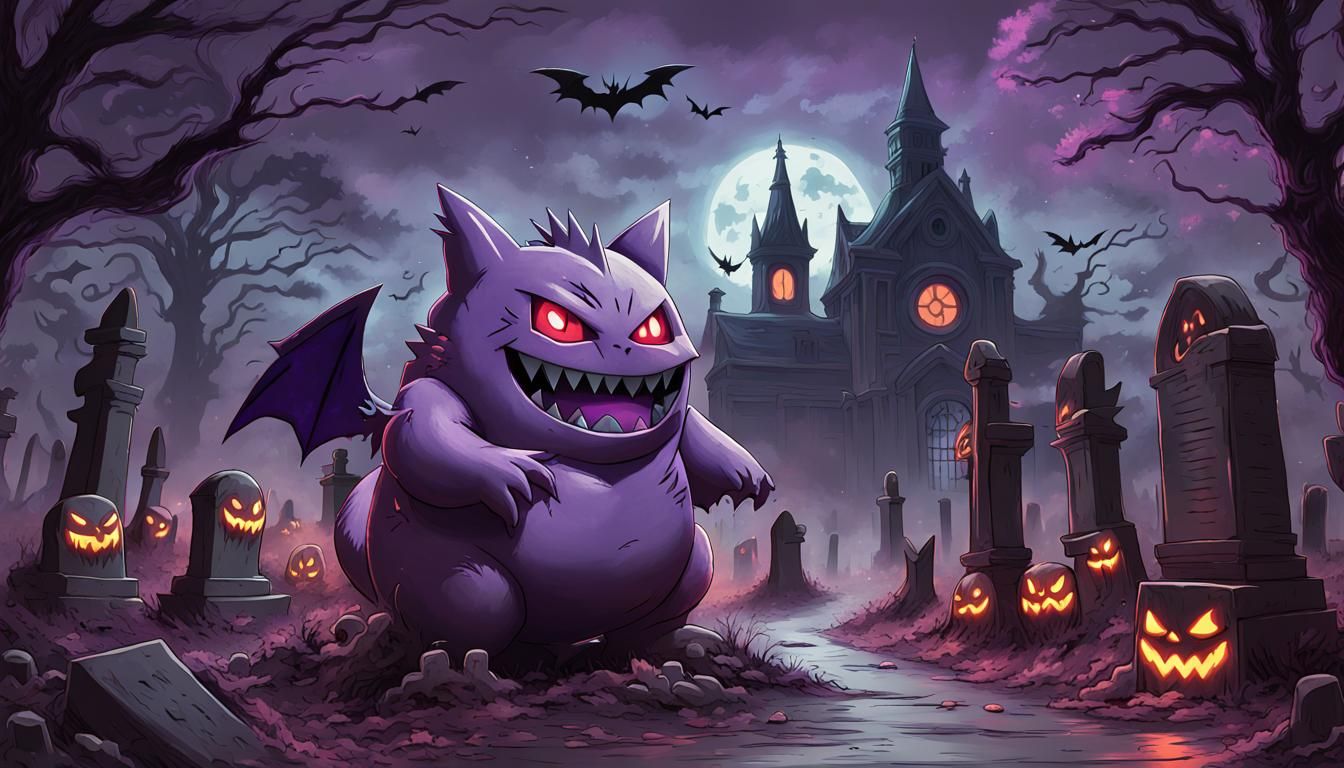 Gengar in Haunted Graveyard by Greg Rutkowski