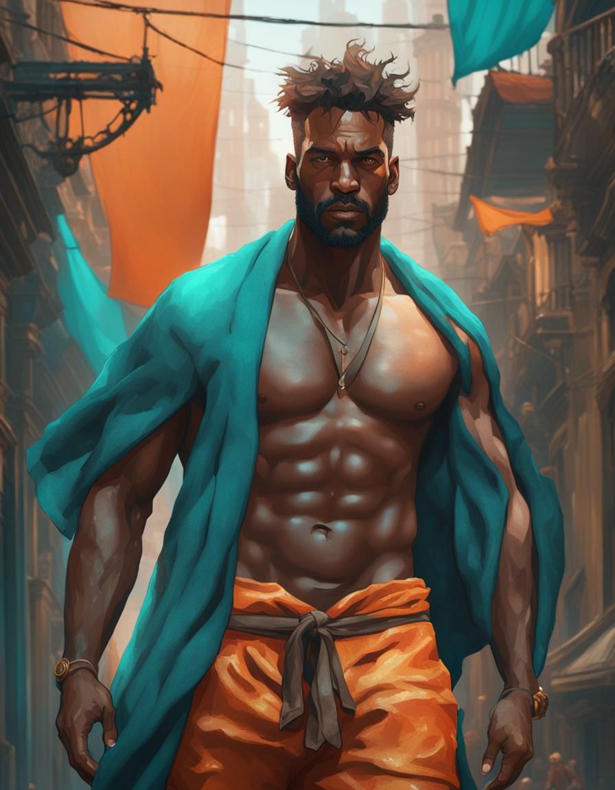 Hyperdetailed Man in Underwear with Dynamic Lighting