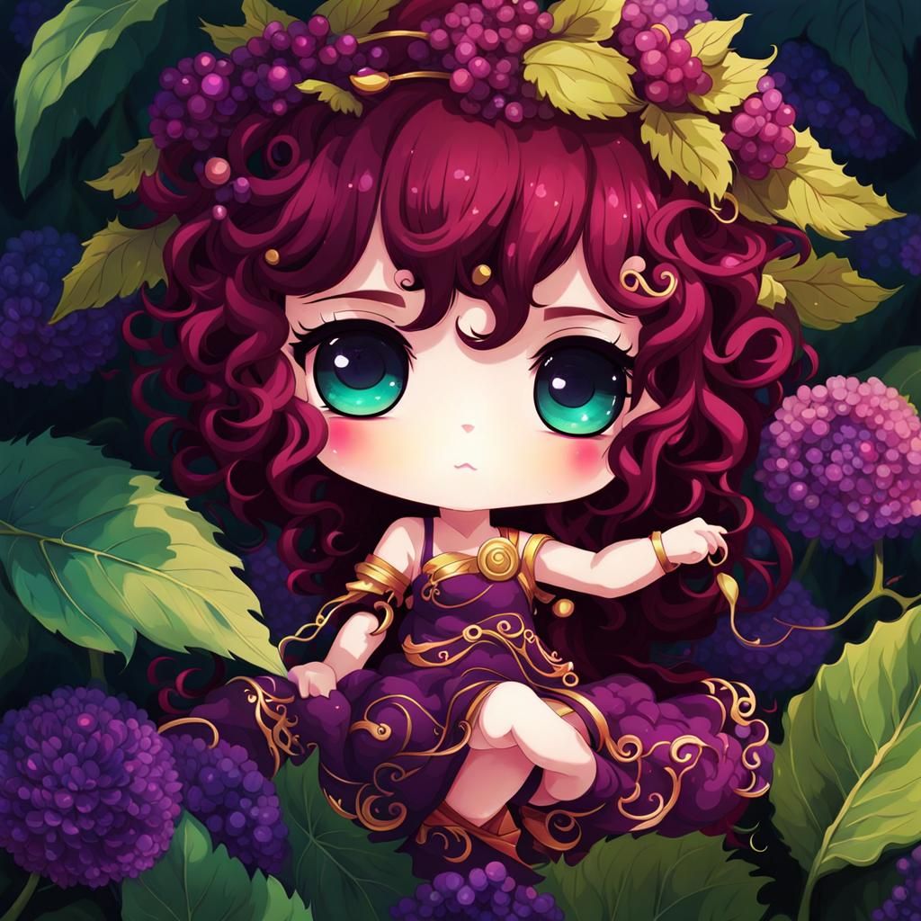 Chibi Dionysus in Anime Acrylic Art Style