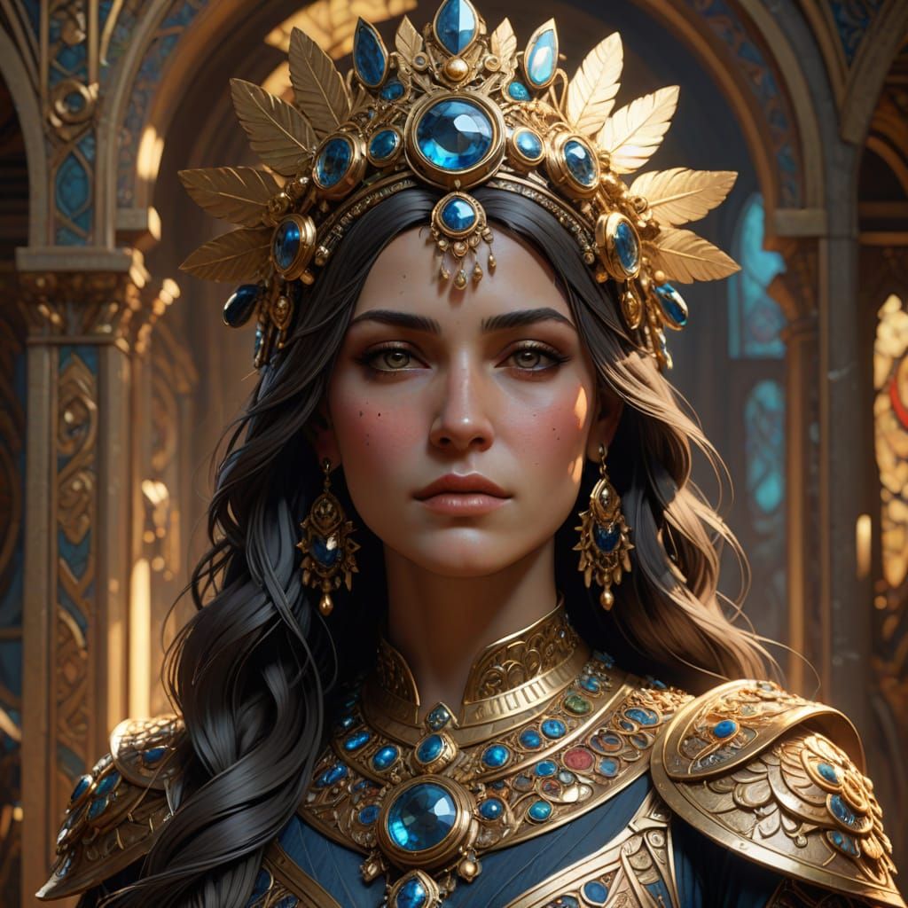 Semiramis Portrait with Ornate Headdress, Splash Art