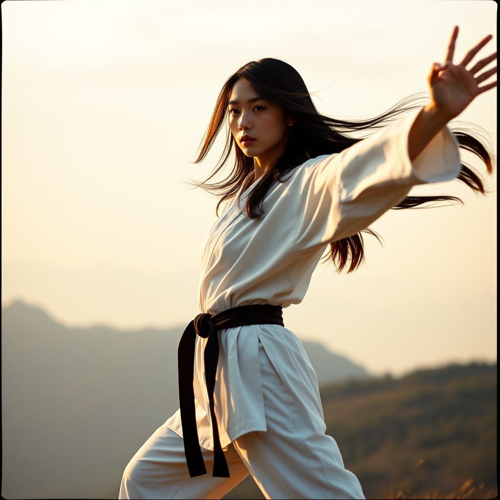 Korean Supermodel Embodies Karate Kid Spirit in Cinematic Po...