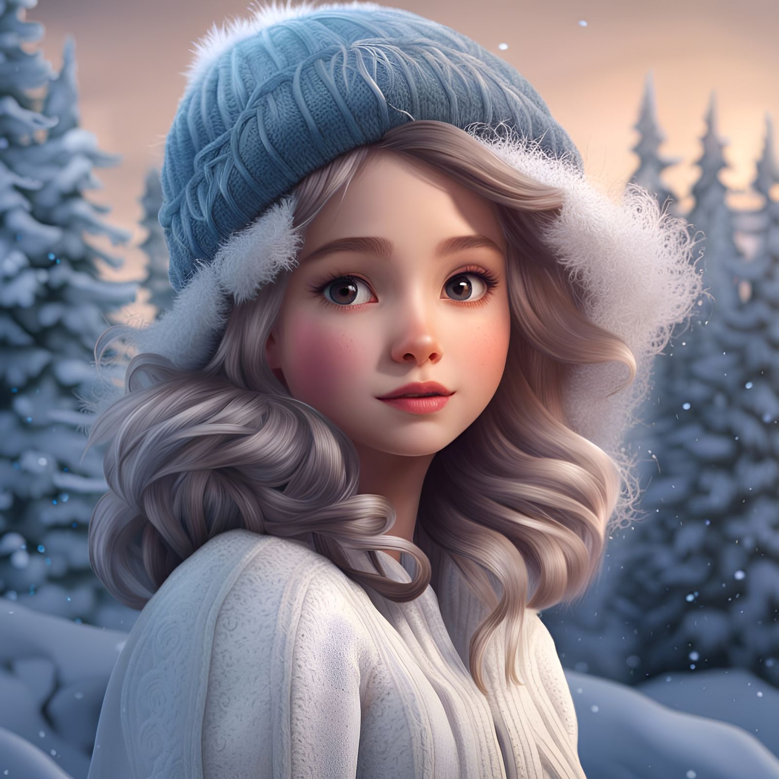 Winter Girl with Fun Background in 4K