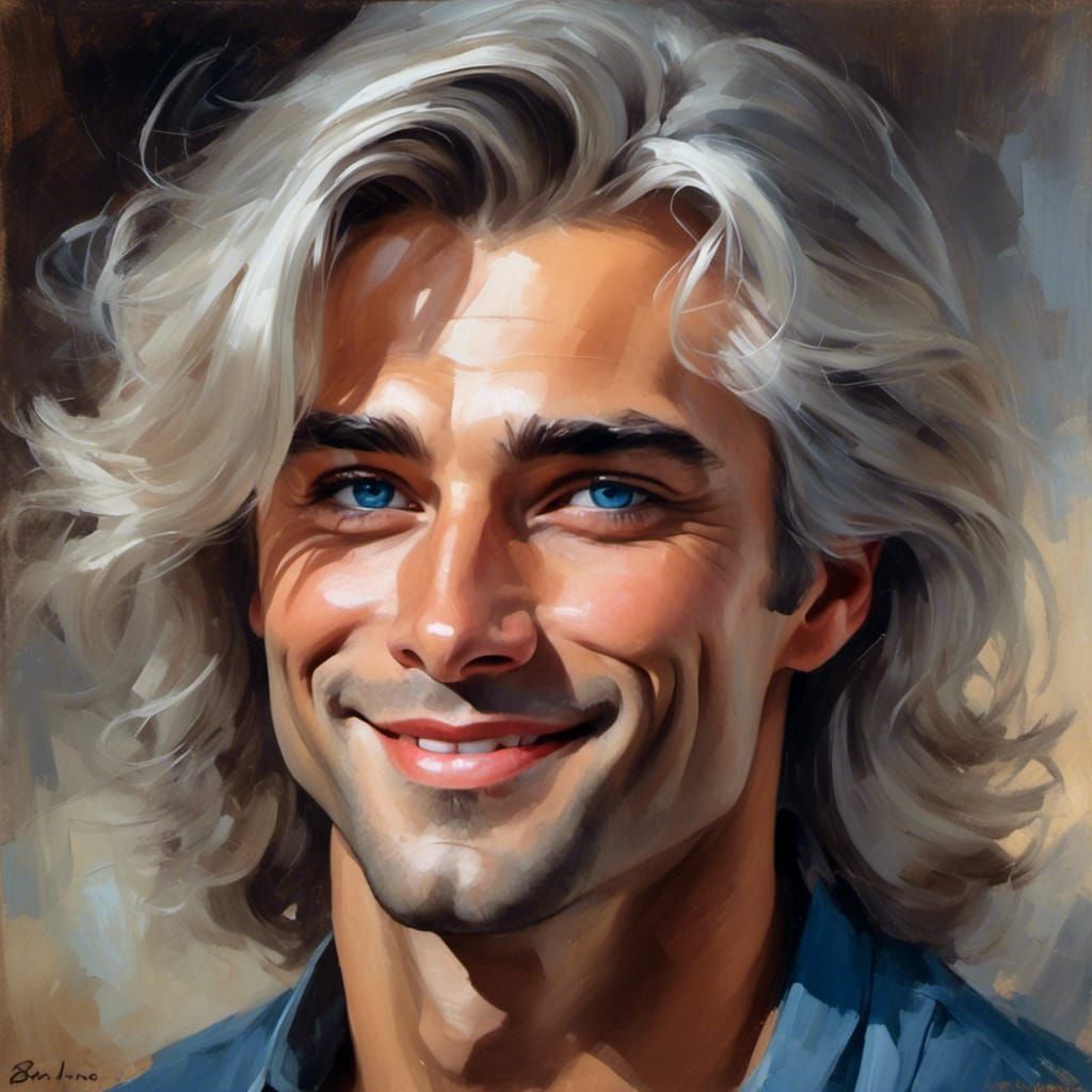 Intriguing Portrait of a Silver-Haired Man
