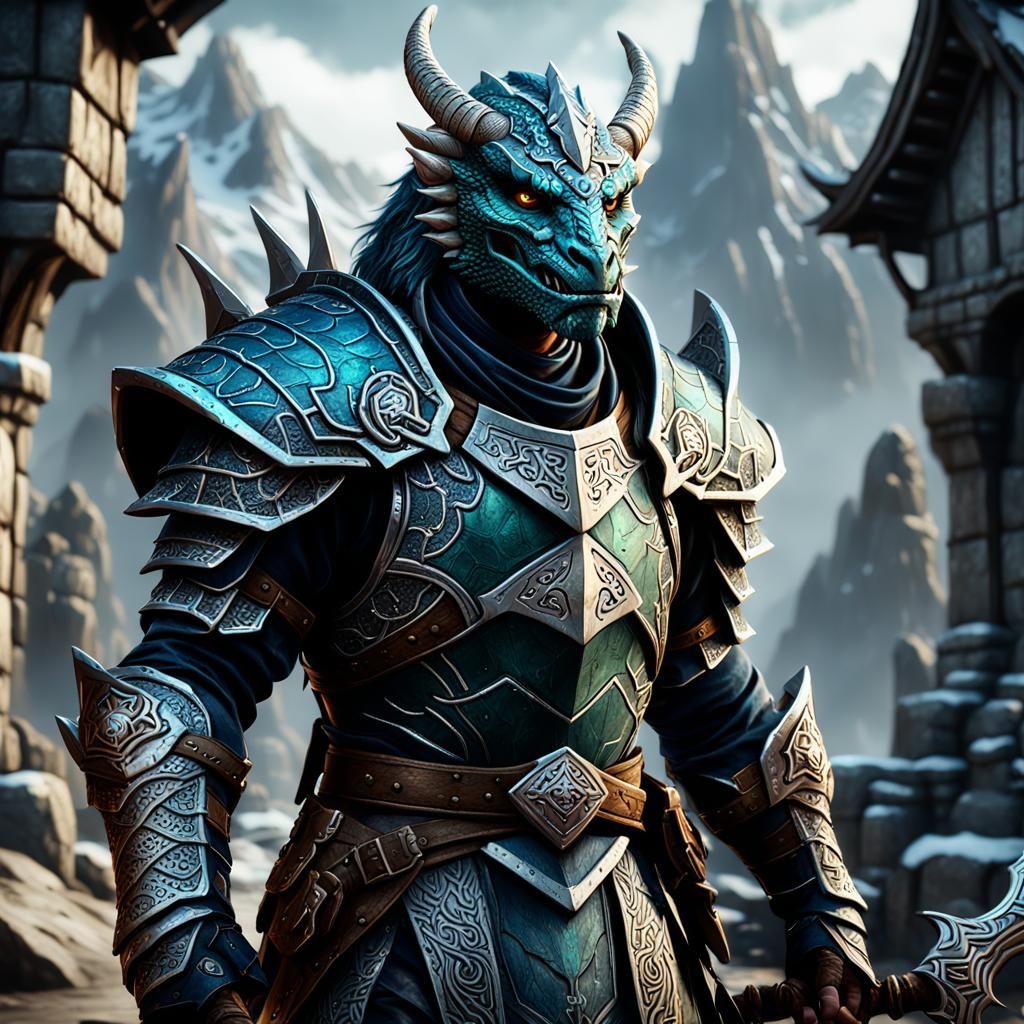 Dragonborn Ranger in D&D Style Fantasy Art