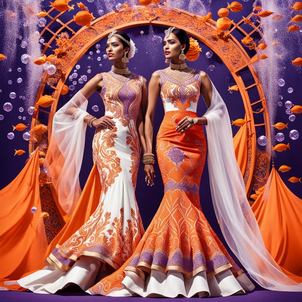 Vibrant Royal Couple Dancing Underwater in Digital Art