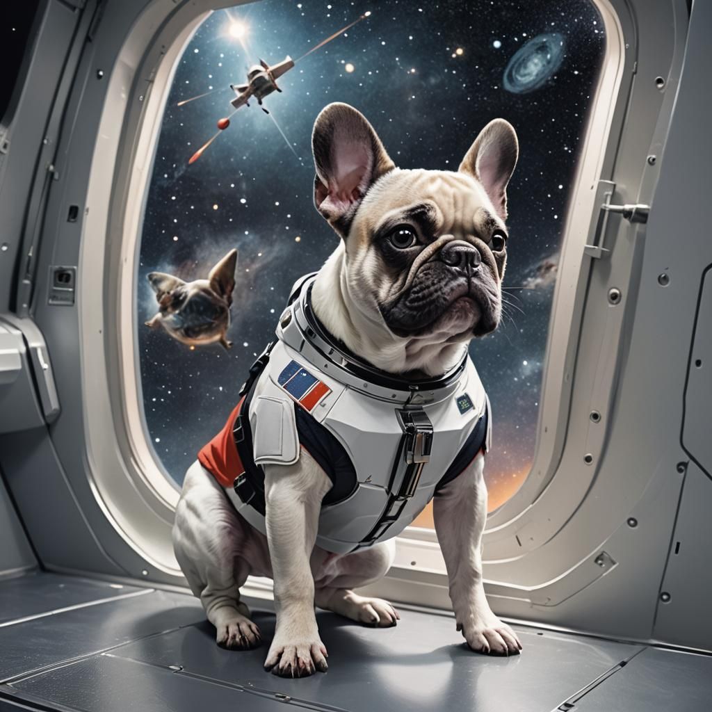 French Bulldog Astronaut Gazing at Stars
