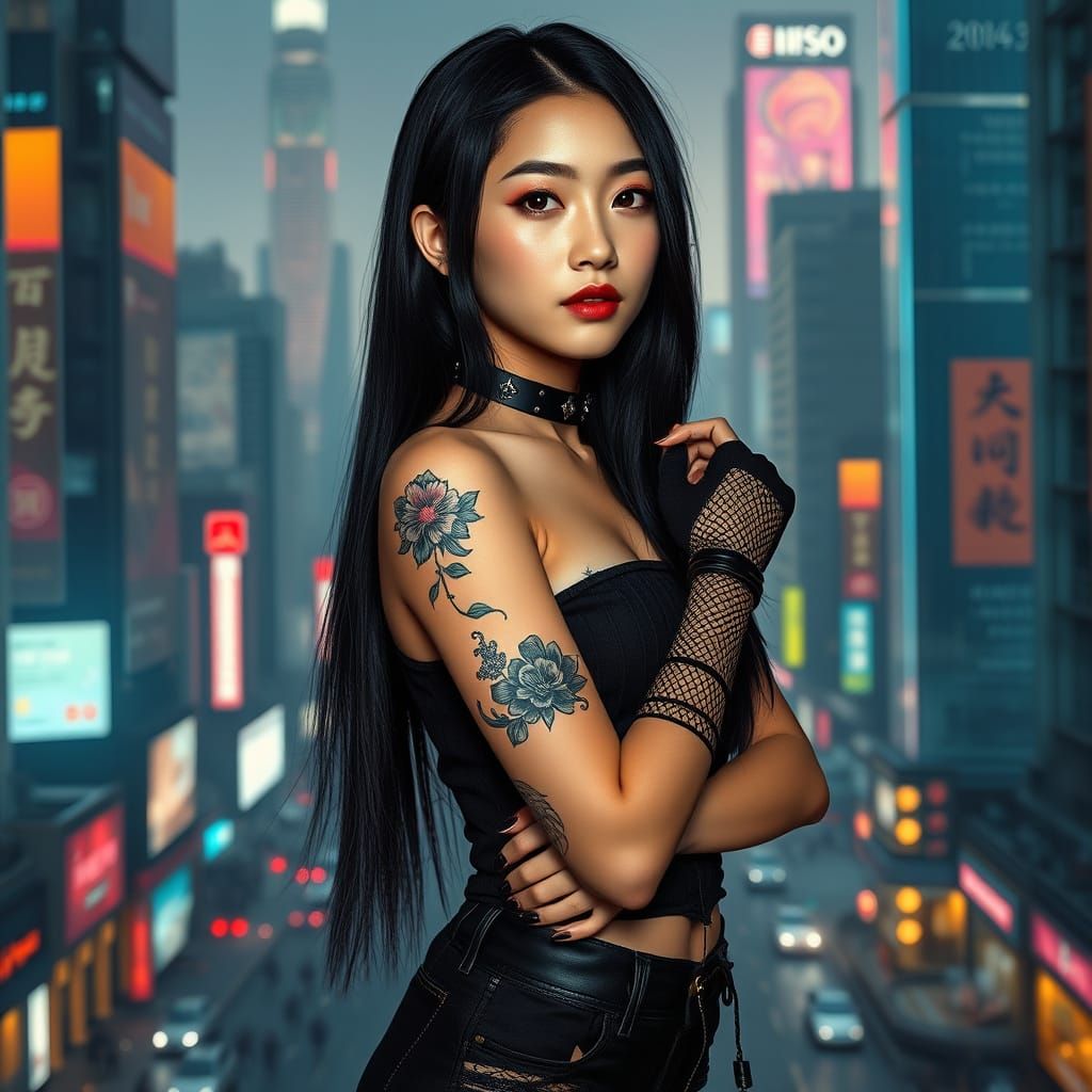 Cyberpunk Goddess in Black