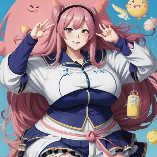 Curvy Anime Girl in Manga Style