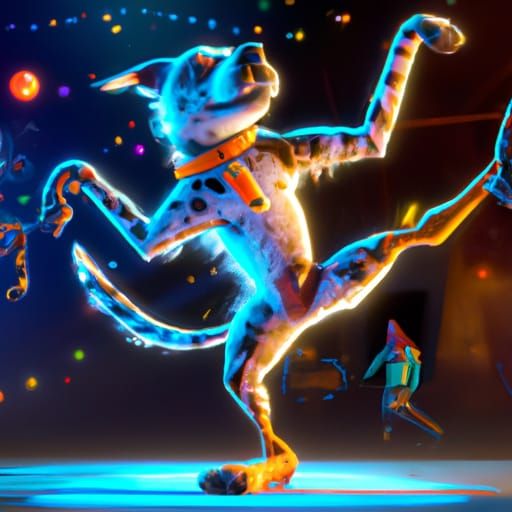 Dog Dancing in Disco: Detailed Fantasy Concept Art