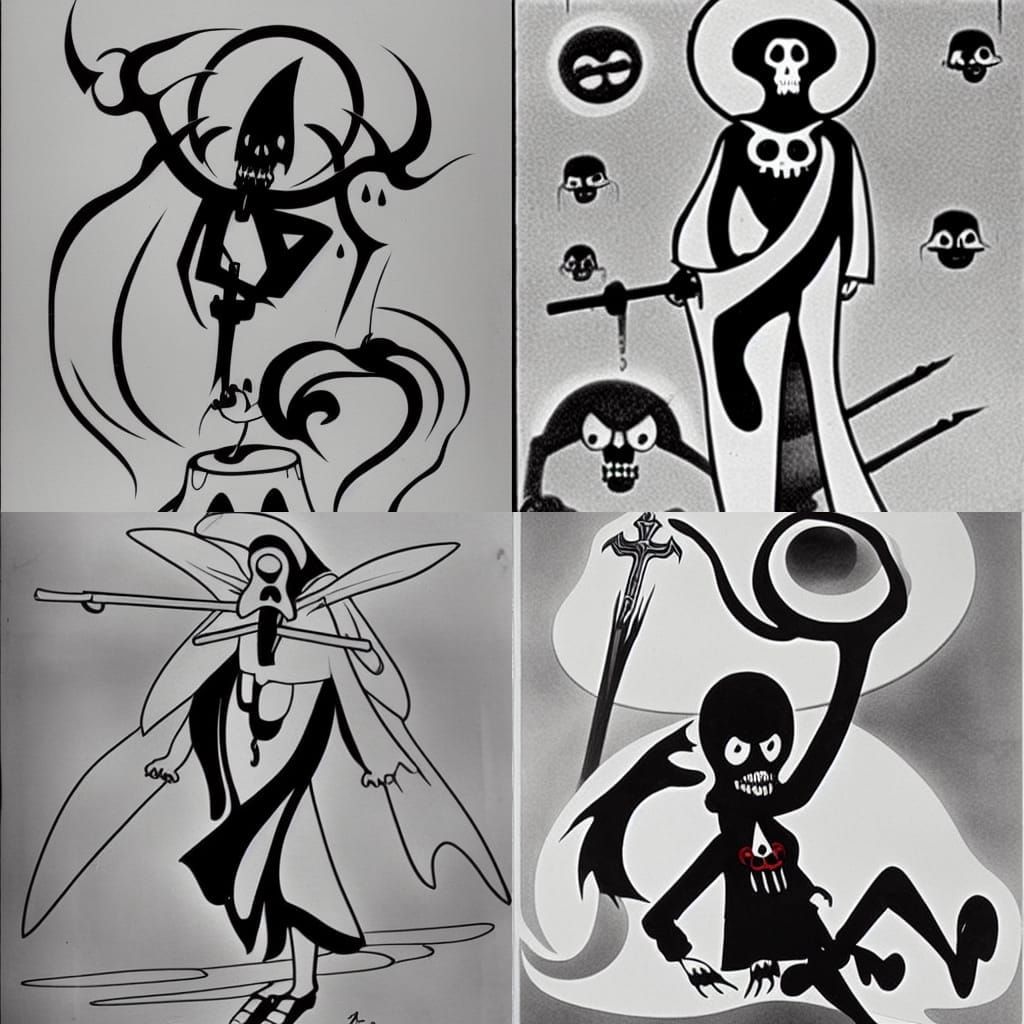 Grim Reaper in 1930s Animation Style