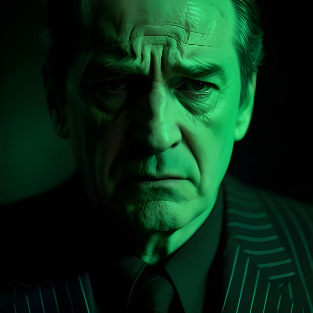 Cinematic Portrait of Brooding Man in Emerald Green Light