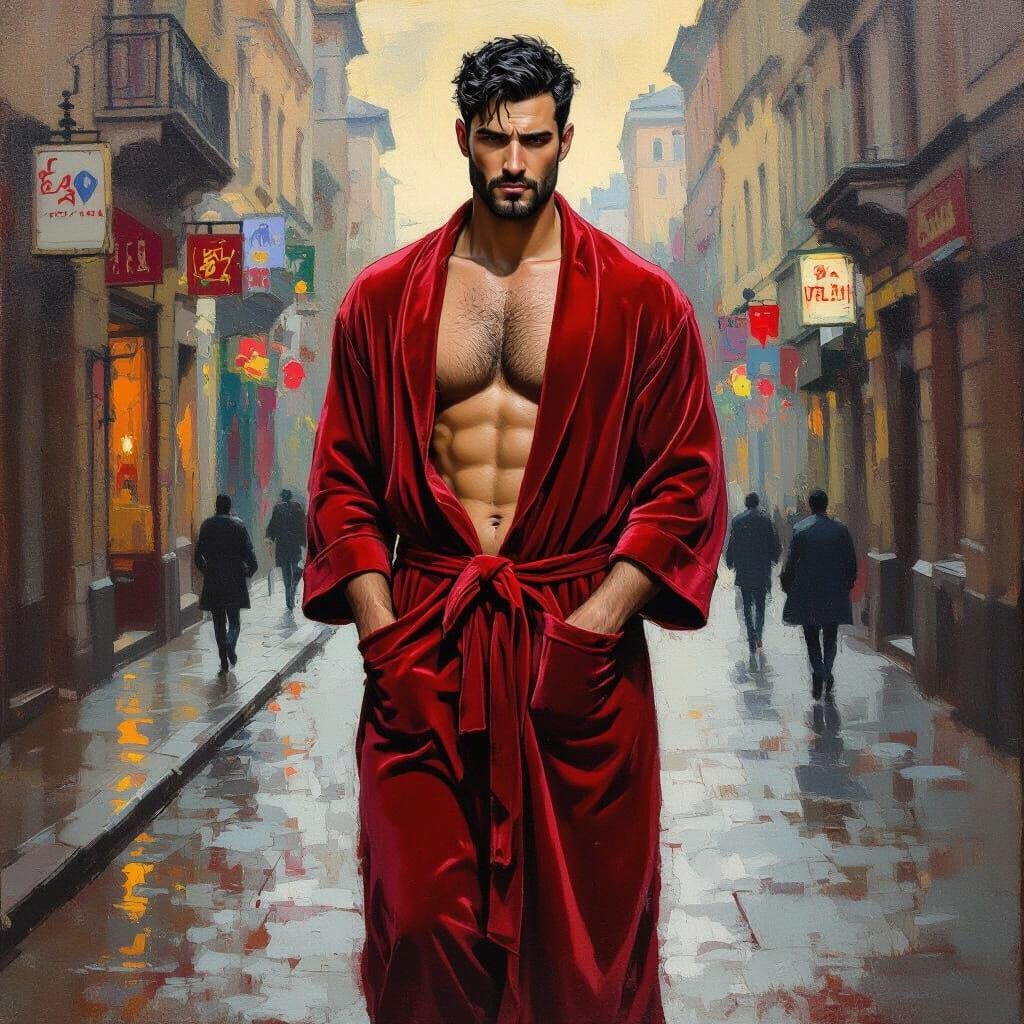 Impressionist Portrait of Man in Red Robe