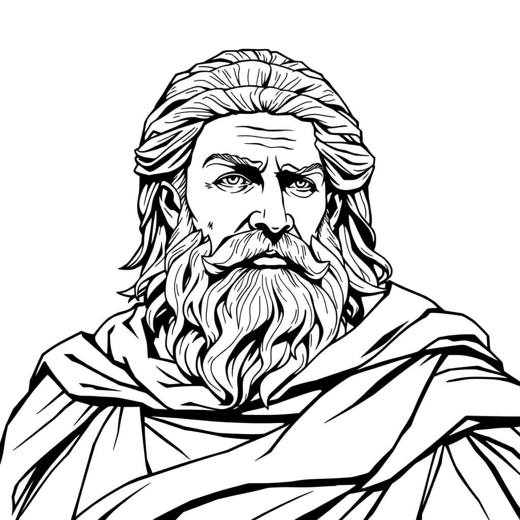 Philosopher Plato in Black Line Art