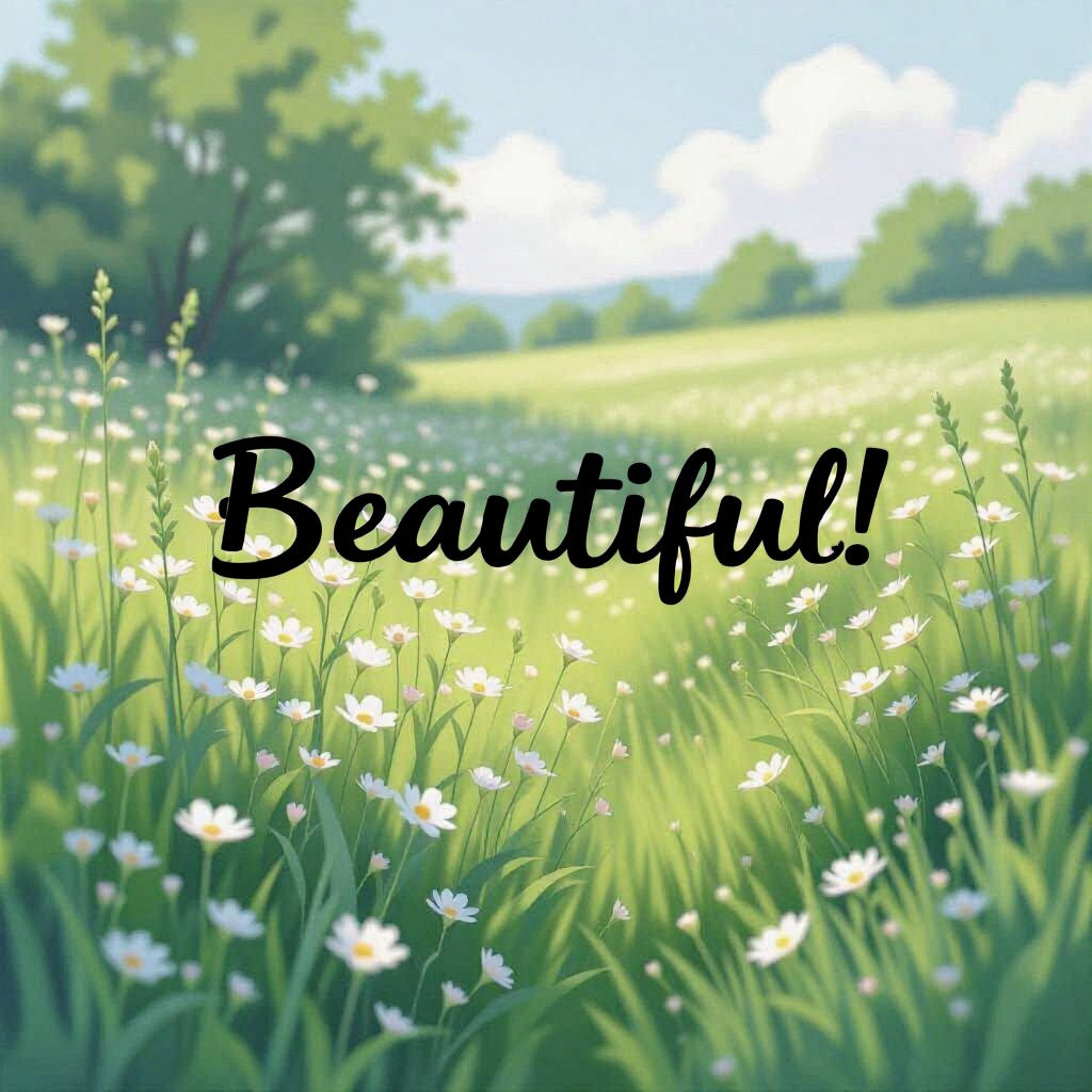 Dreamy Watercolor Wildflowers in Spring Field