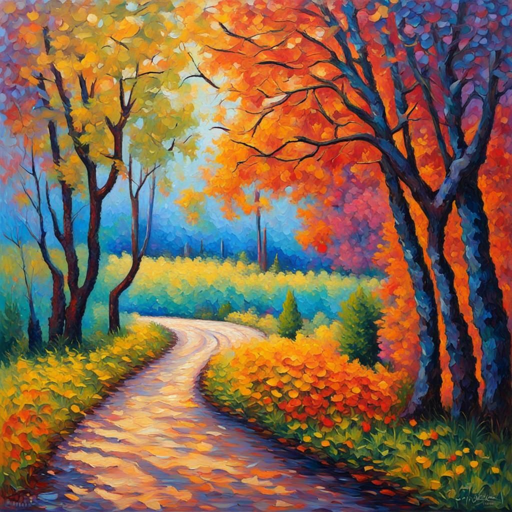 Colorful Textured Oil Painting in Expressionist Style