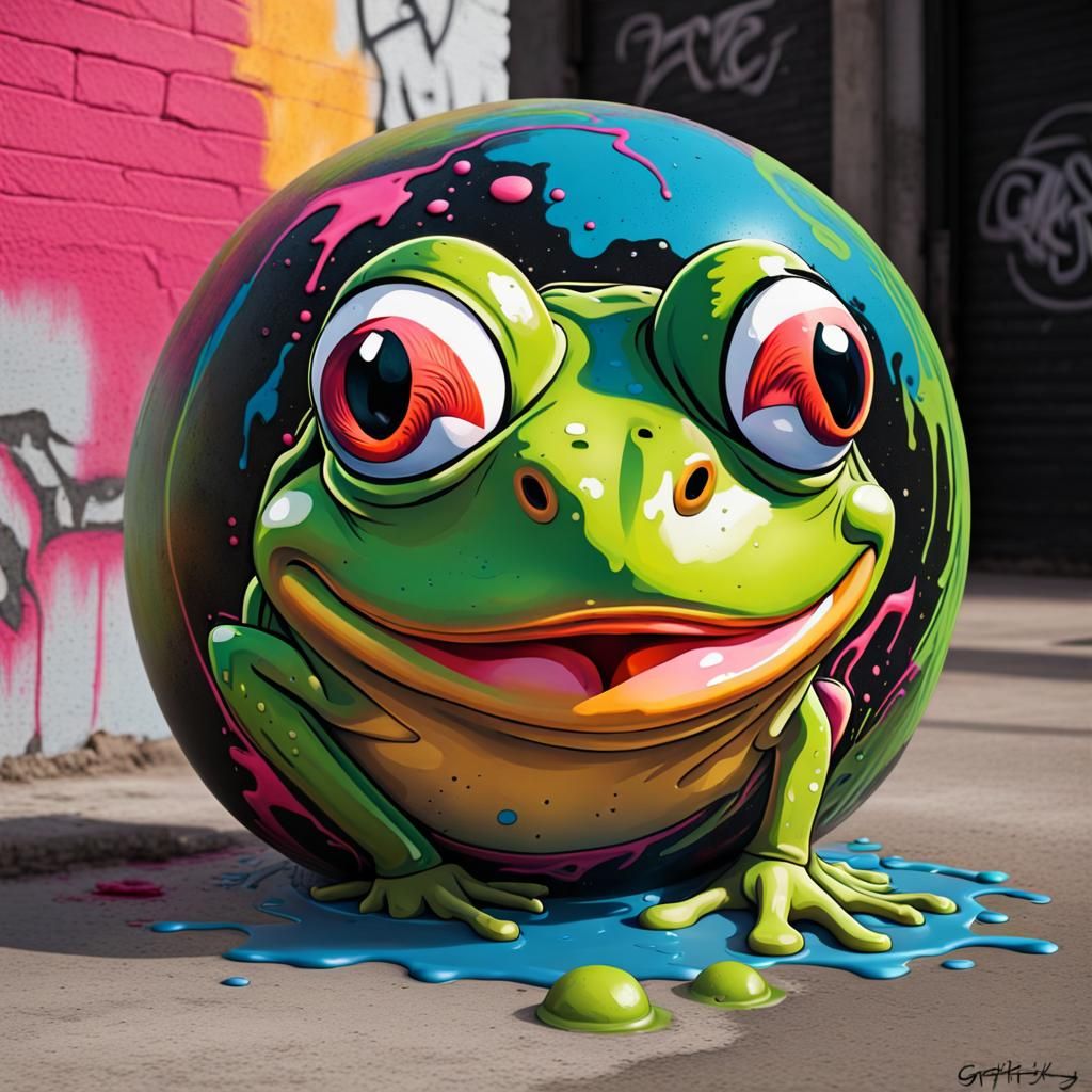 Kermit the Frog Ball in Graffiti Splash Art