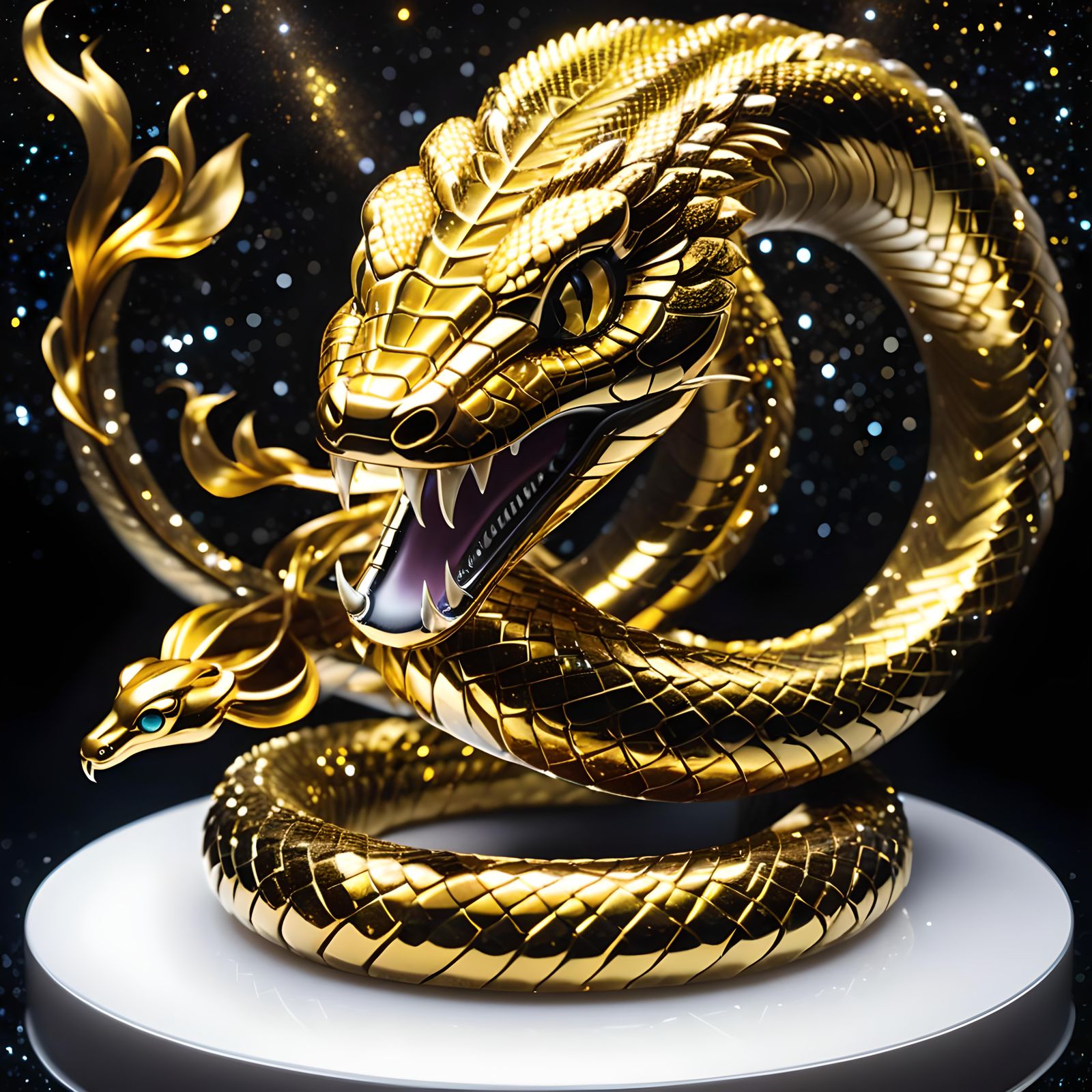 Serpentine Splendor: A Mesmerizing Golden Snake Sculpture