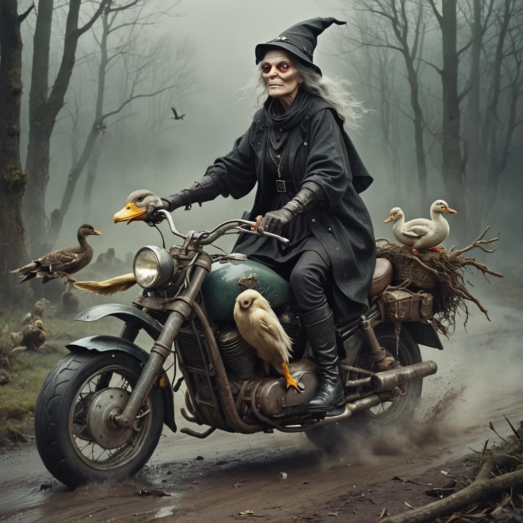 Ethereal Fantasy: Evil Witch on Motorbike