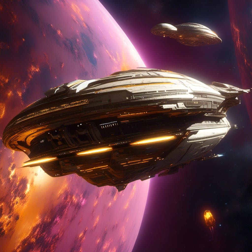 Impressive Spacecraft Exploring Deep Space in Sci-Fi Style