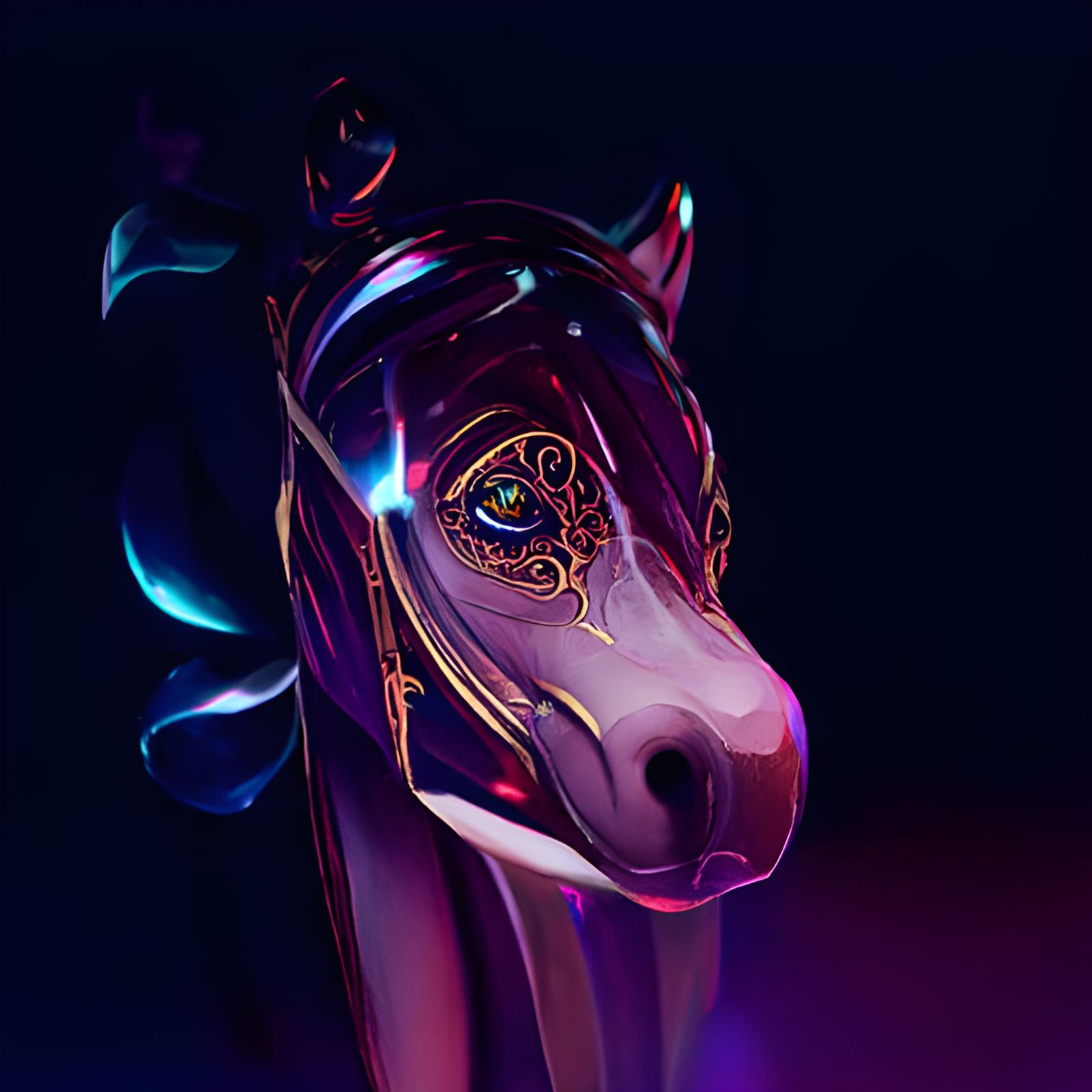 Art Nouveau Carousel Horse in Hyperrealistic Style