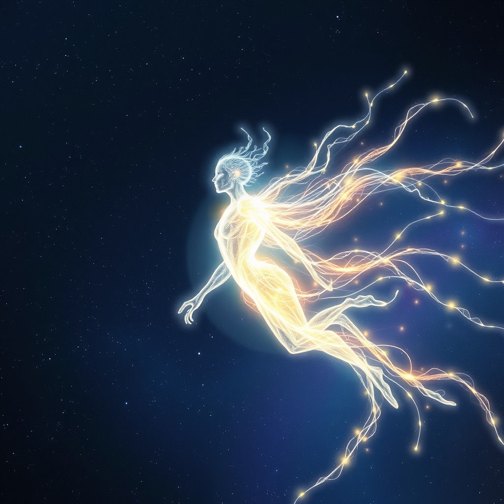 Luminous Energy Being in Futuristic Style