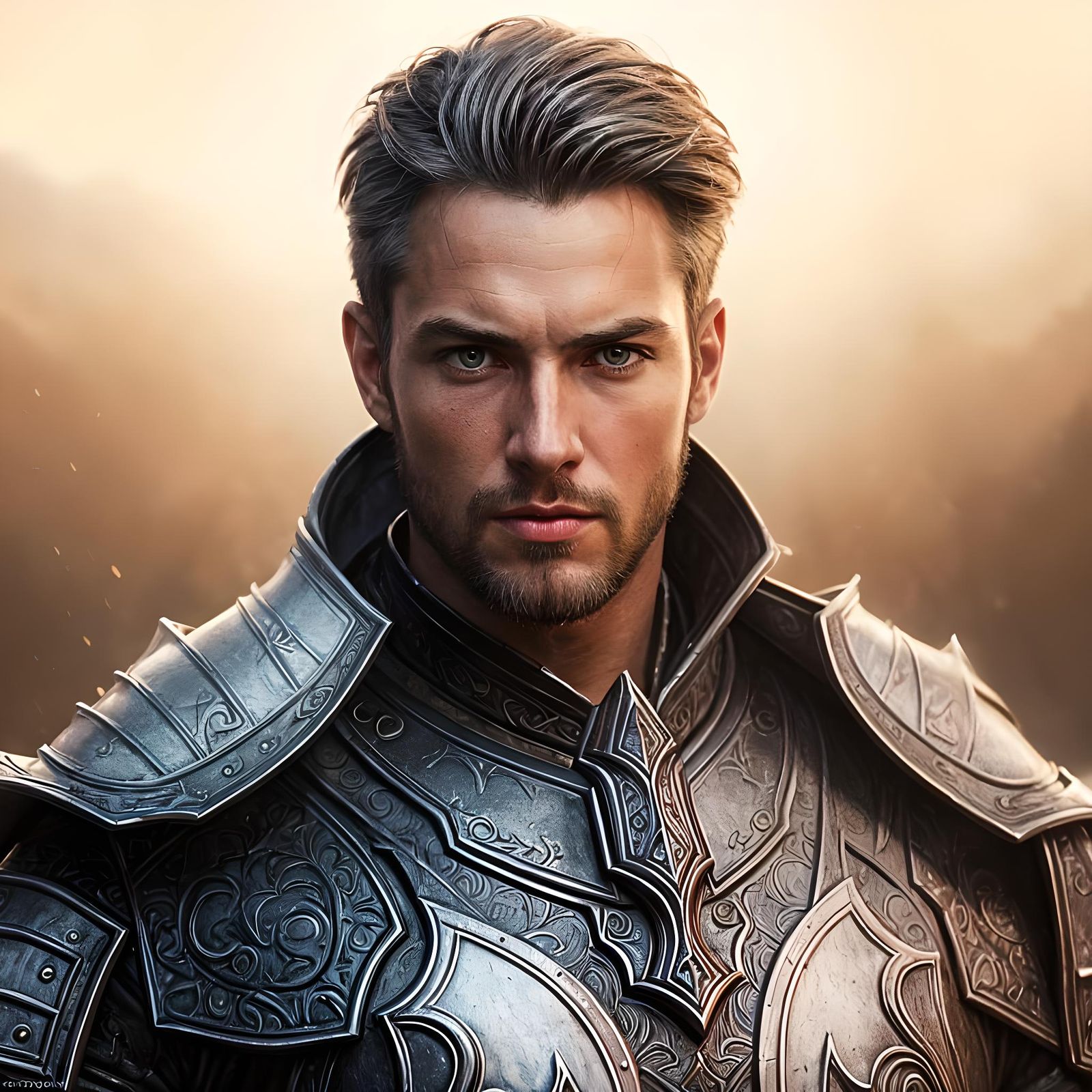 Handsome Knight in Shining Armor Portrait