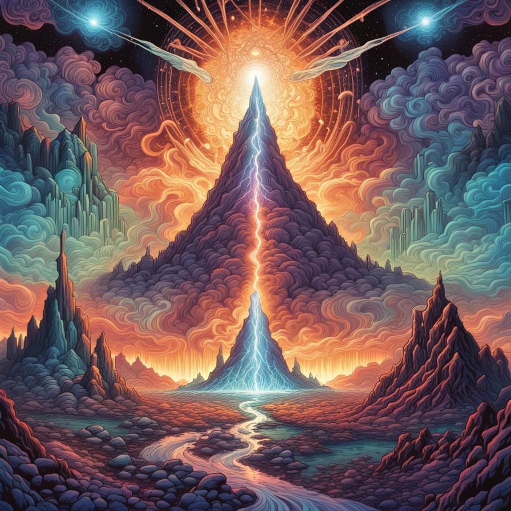 Psychedelic Cosmic Light Abstract in Comic Book Style