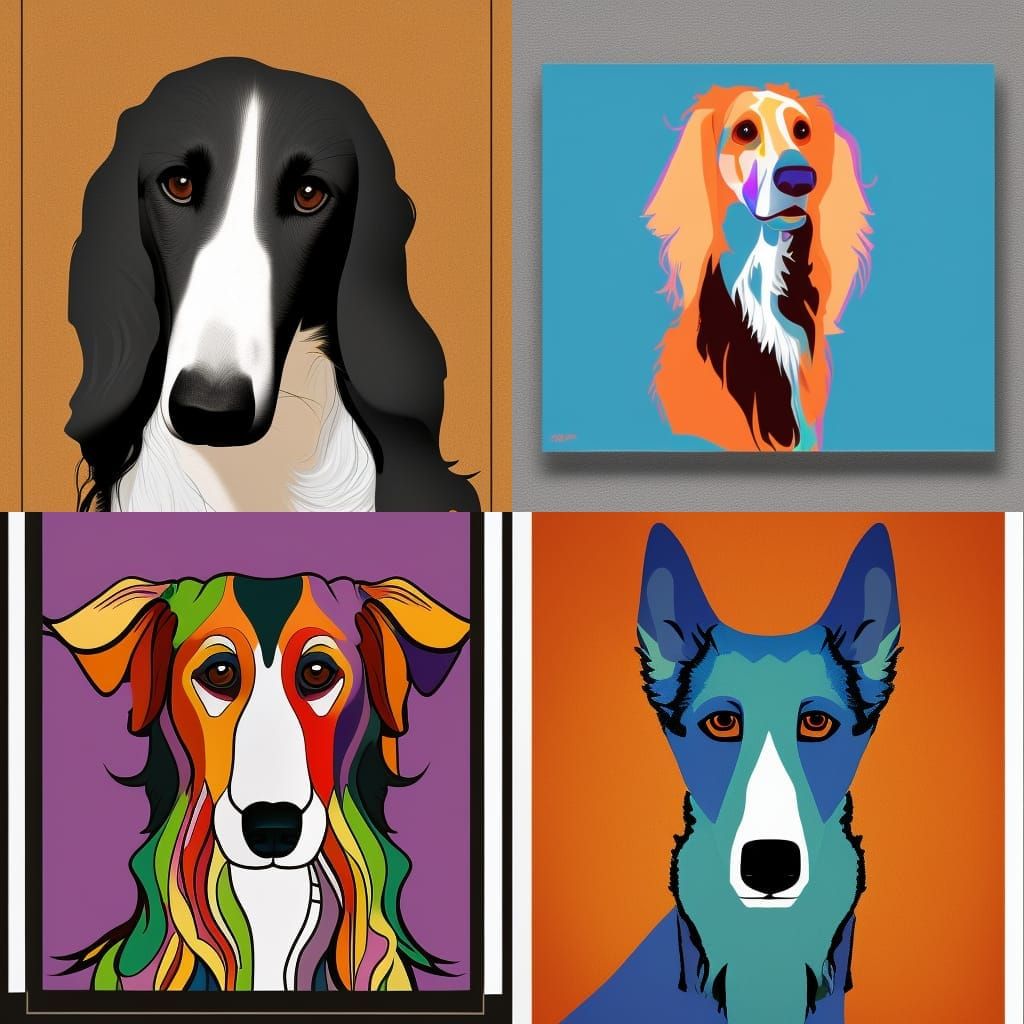 Borzoi Meme in Pop Art Style