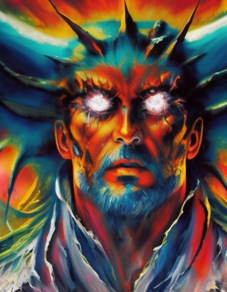 Broly as Obsidian Alien Deity, Digital Art