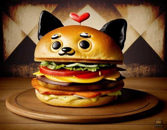 Puppy Sandwich Art in a Burtonesque Style