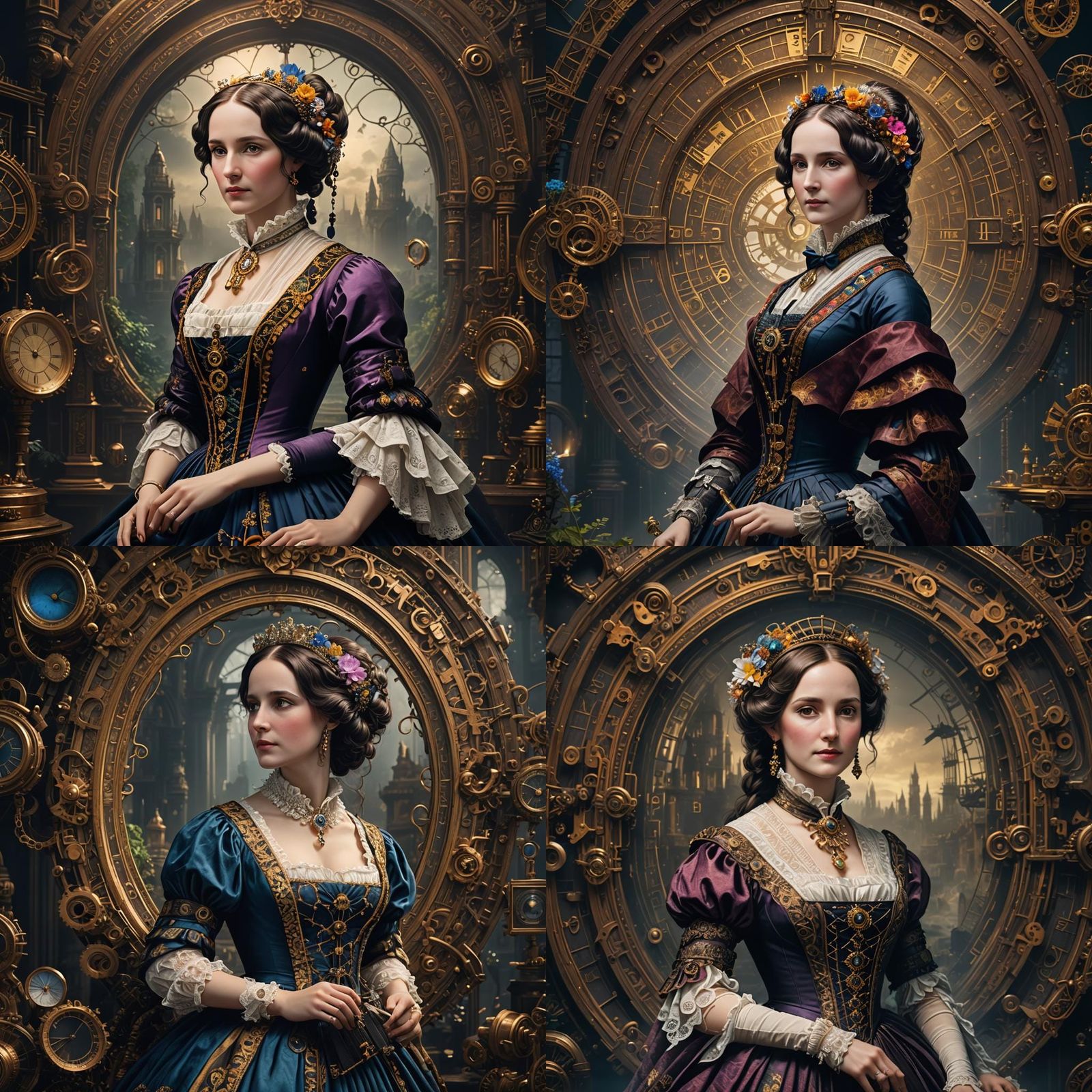 Ada Lovelace with Numerical Background, Detailed Matte Paint...