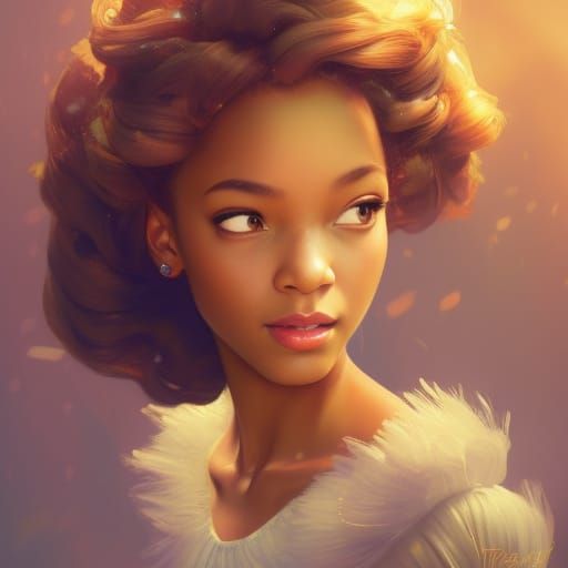 Disney Princess Tiana Portrait in Art Nouveau Style
