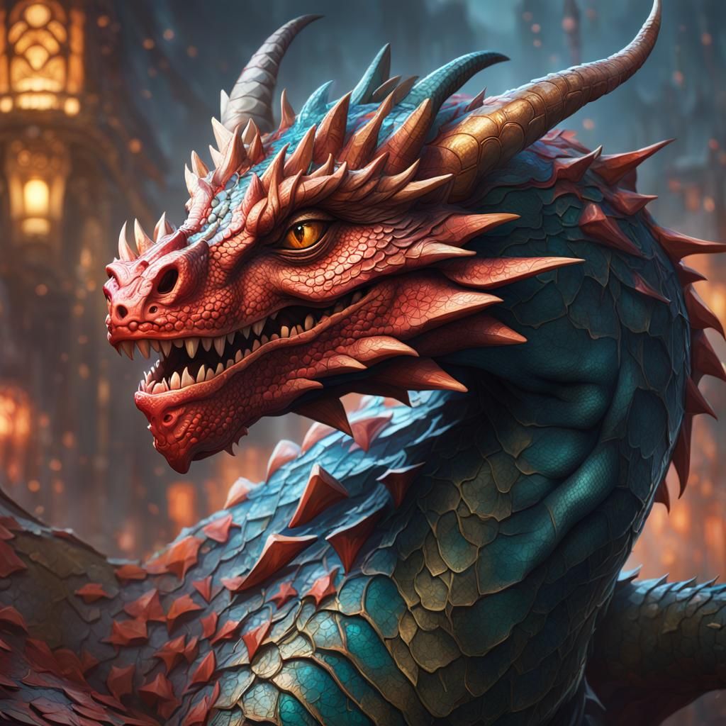 Hyperdetailed Dragon Portrait in Digital Art Style