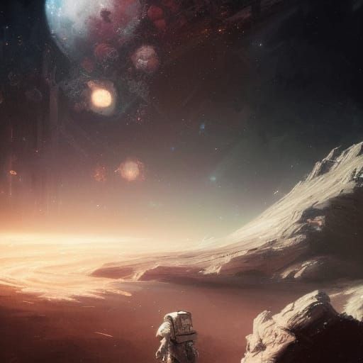 Epic Space Exploration in Digital Painting Style