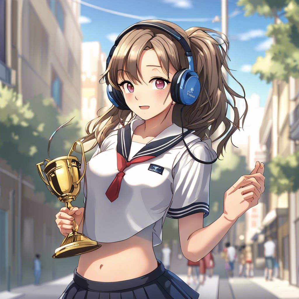 Anime Girl with Trophy in MAPPA Style