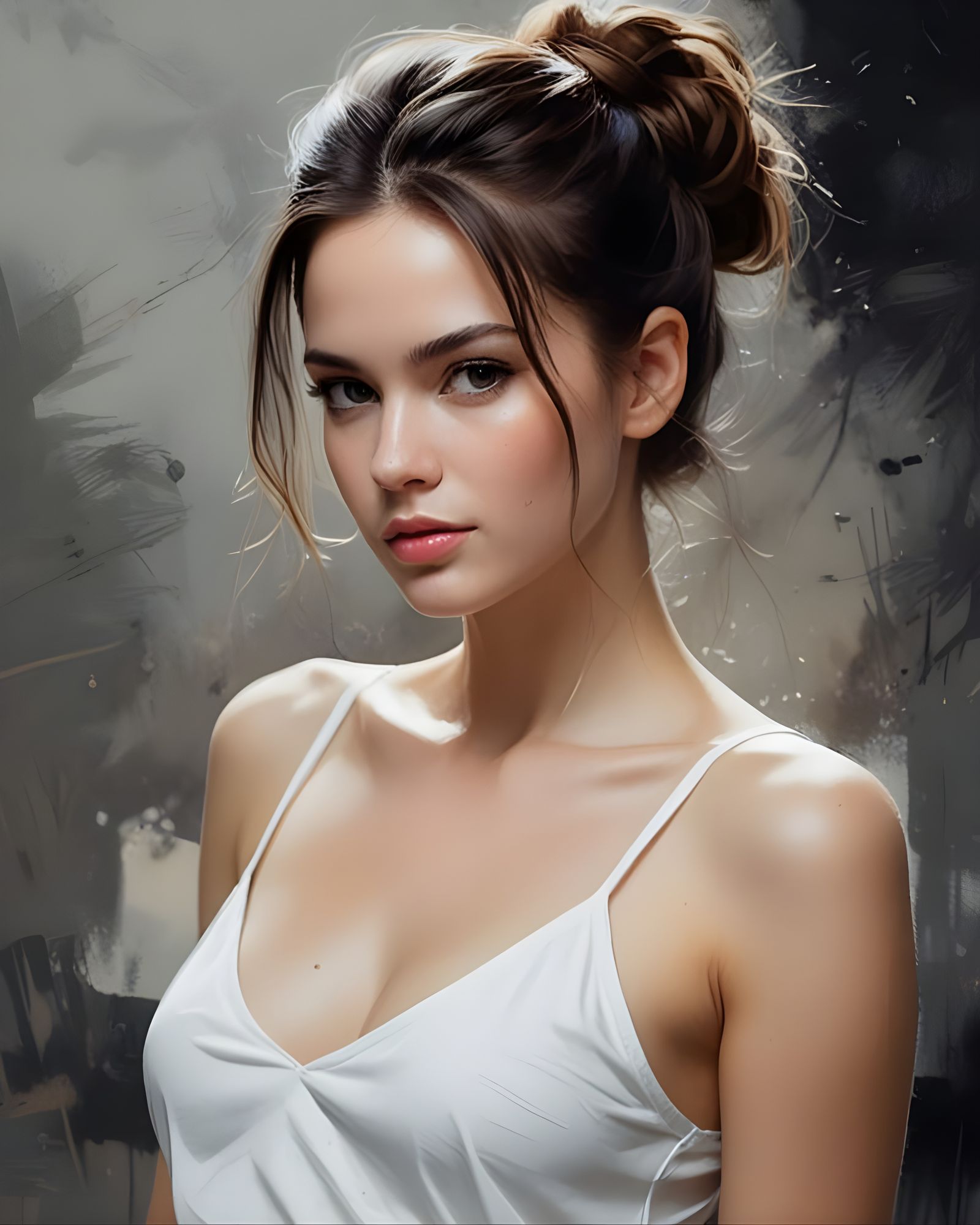 Delicate Watercolor Portrait of a Beautiful Woman