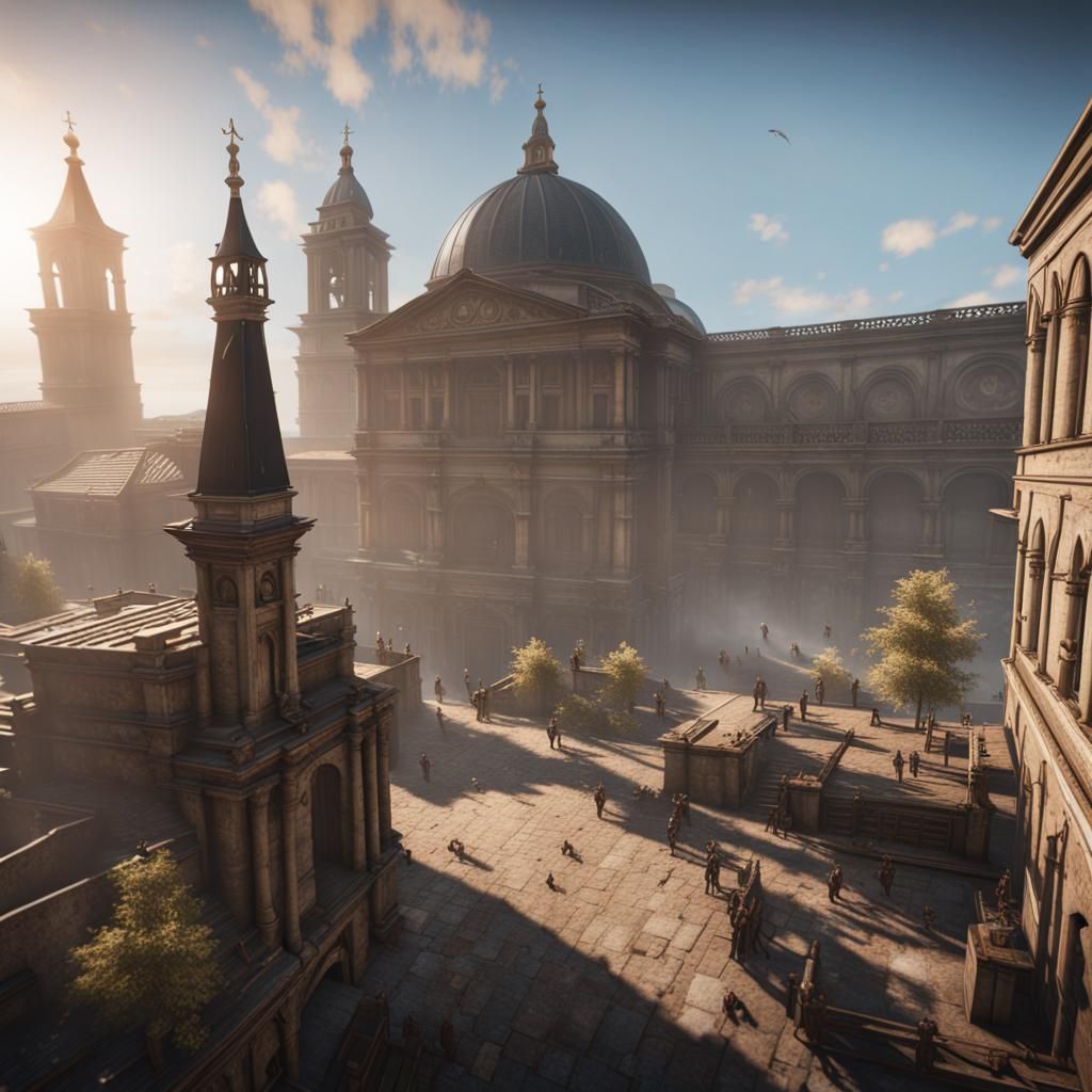 Assassin's Creed Inspired 3D Game Scene