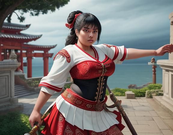 Elephantine Warrior in Temple Garden: Fantasy Concept Art