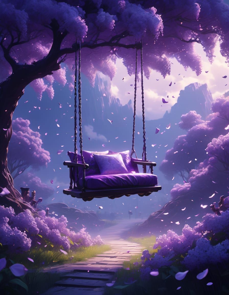 Whimsical Purple Dreamscape in Fantasy Style