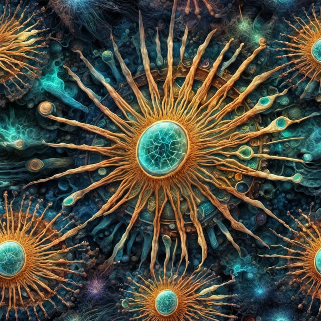 Bioluminescent Diatoms in Alcohol Ink Splatter Style