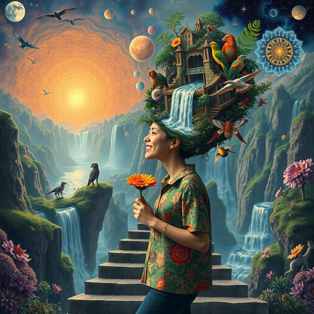 Psychedelic Floating City Utopia Inspired by Bosch