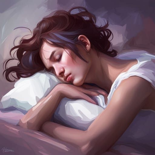 Sleeping Girl Portrait in Hyperdetailed Style