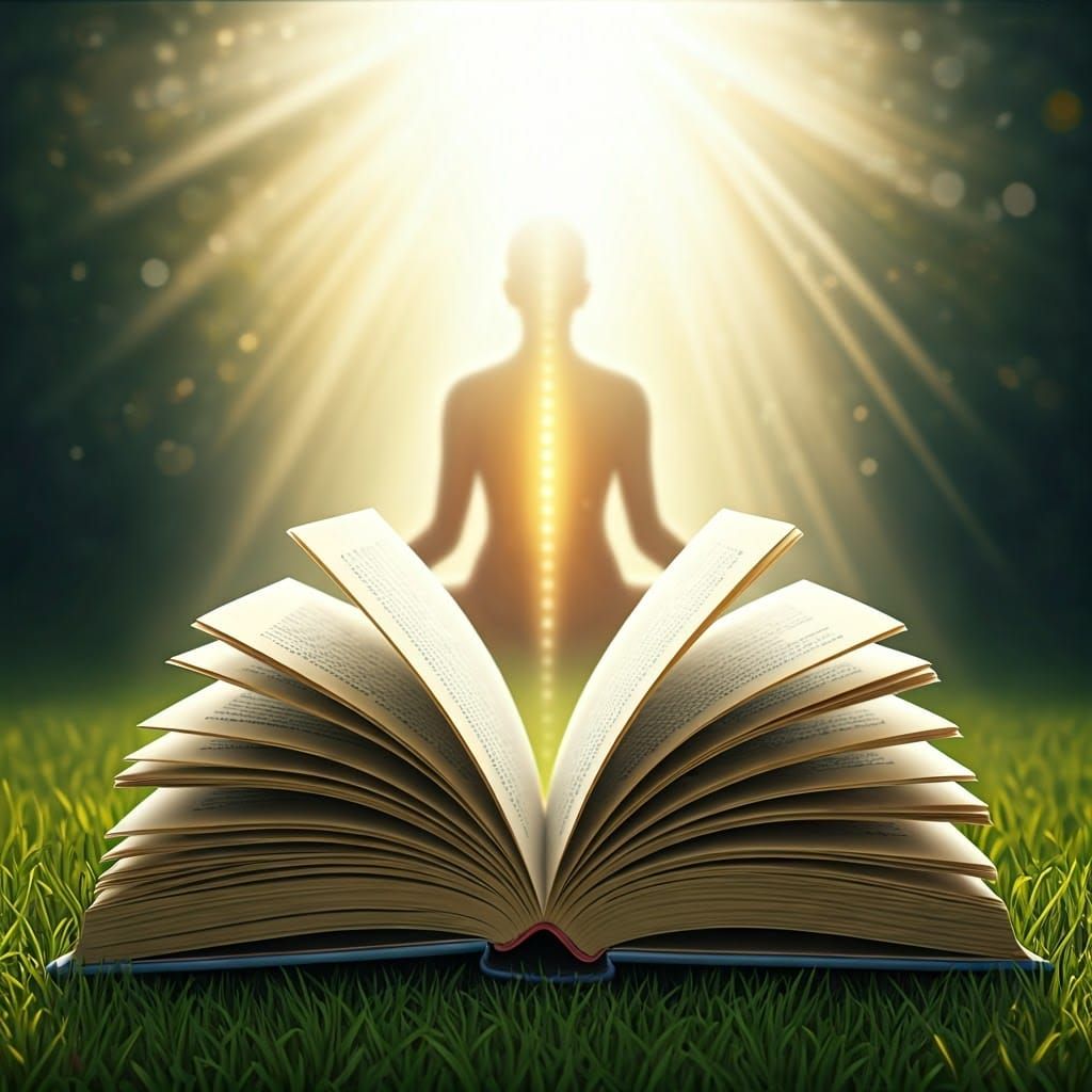 Meditative Meadow Scene with Open Book