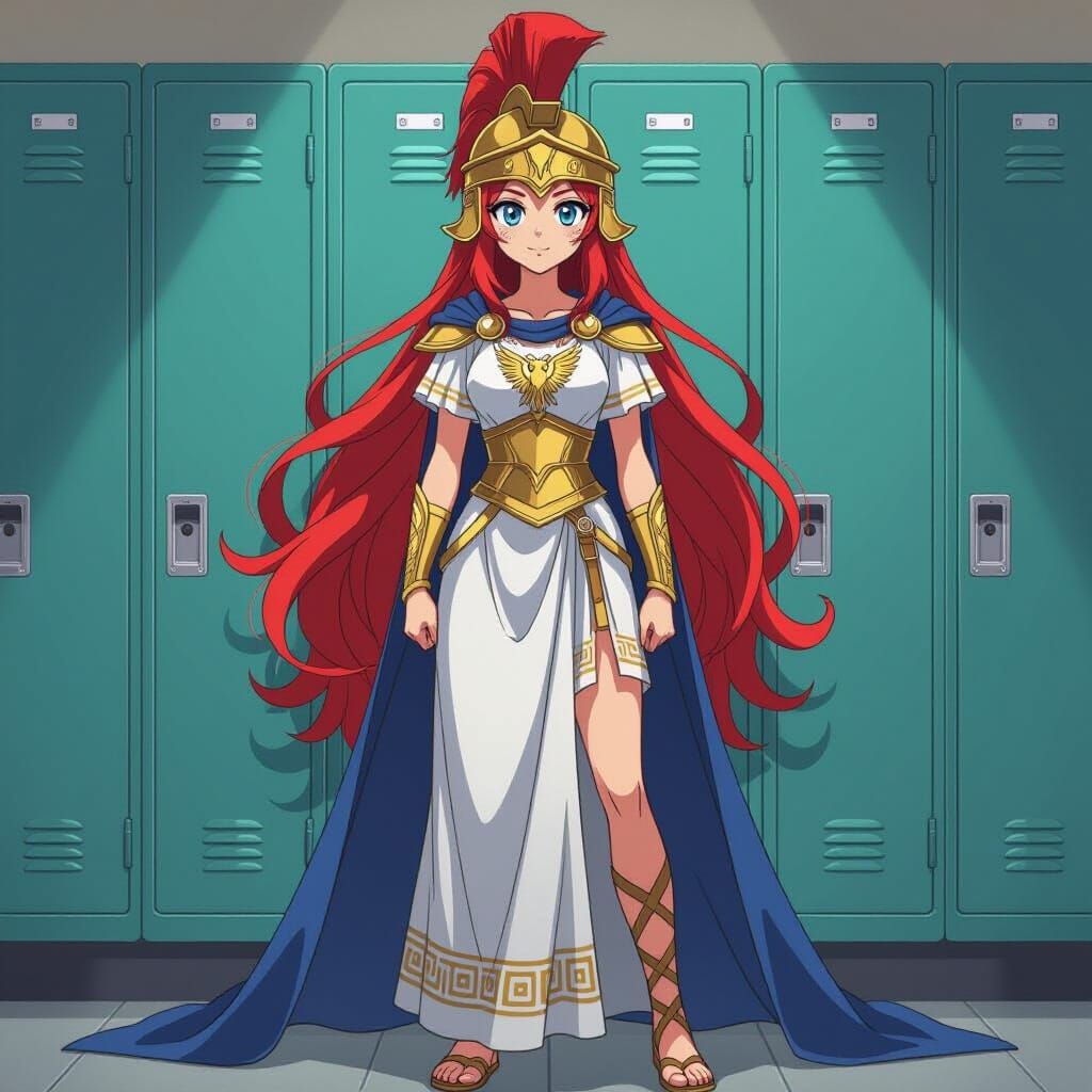 Anime-Style Athena in School Uniform