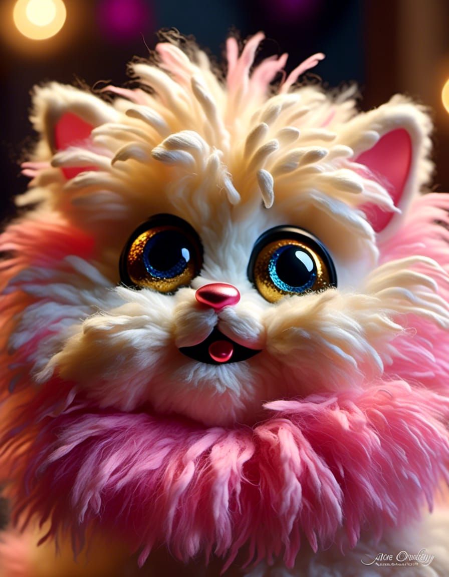 Adorable Kitten Portrait as Digital Oil Painting