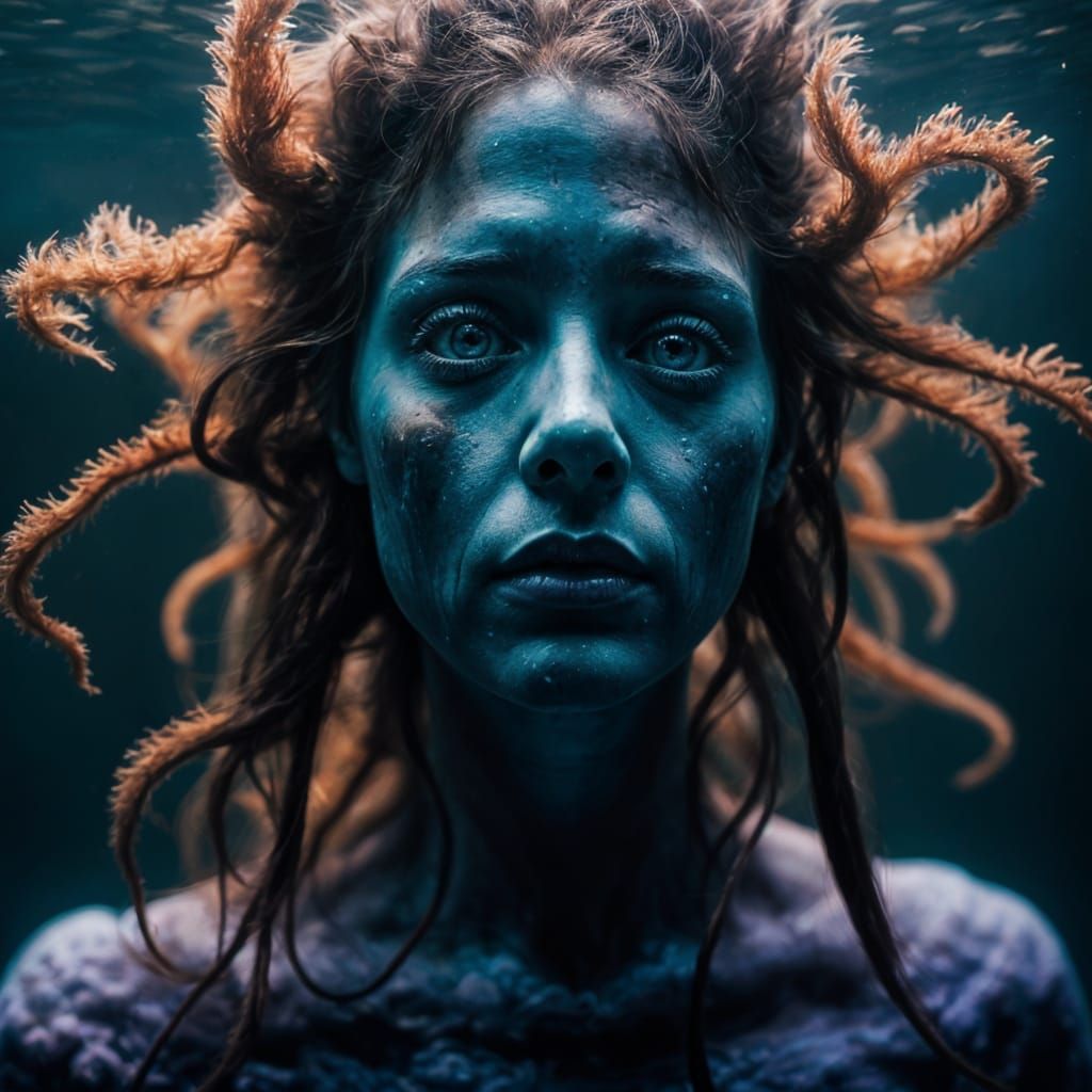 UV Reactive Deep Underwater Creature Portrait